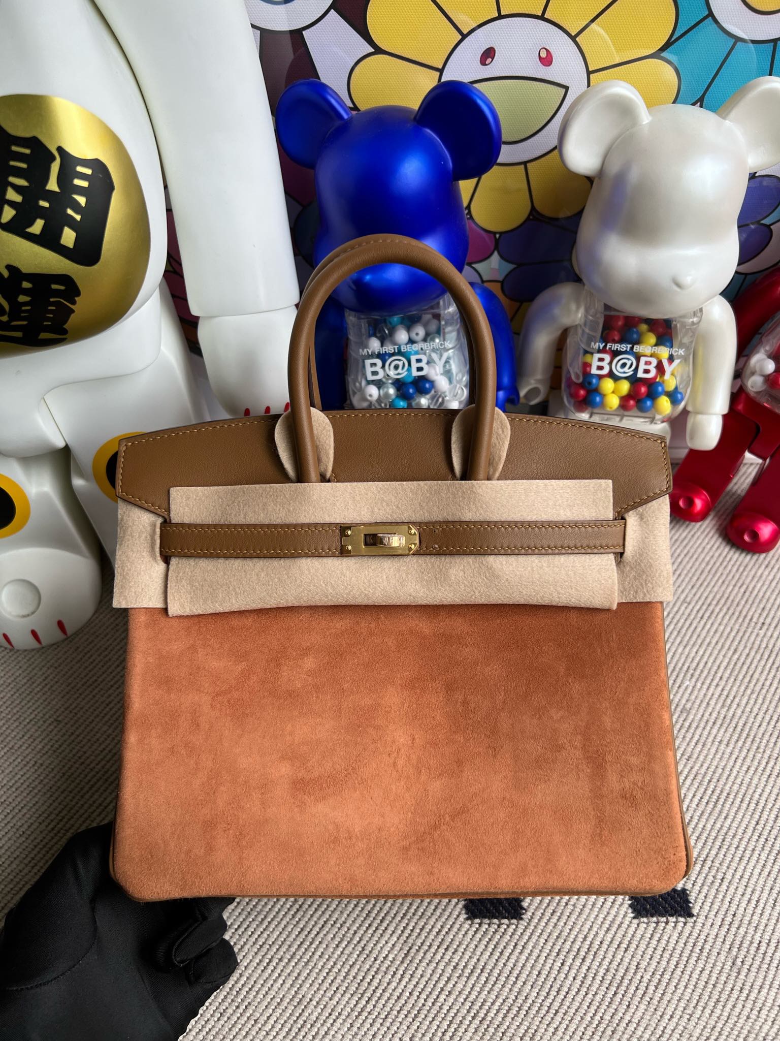 에르메스 버킨백25 브라운 금장 스웨이드